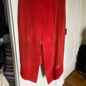 Dion Lee hand dyed midi skirt red